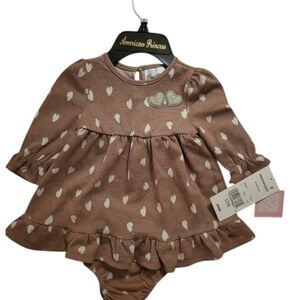 Rare Editions Mauve Heart Ruffle 2 Piece Set. 12M NWT